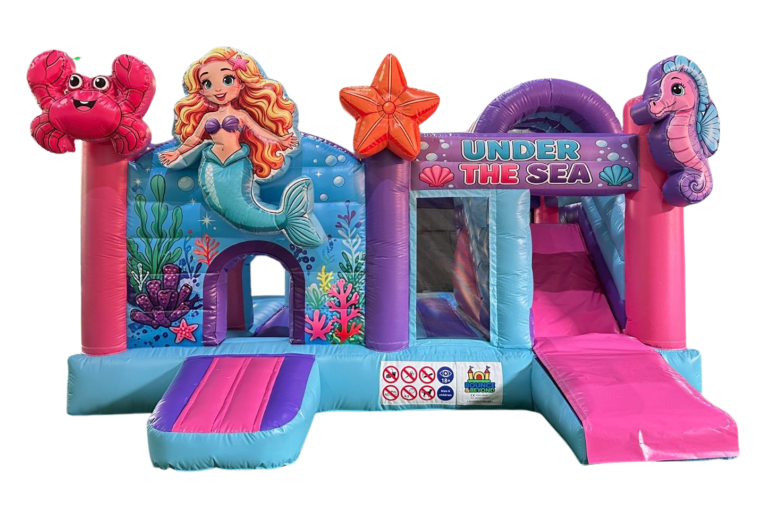 Jungle springkasteel met glijbaan voor kinderfeest